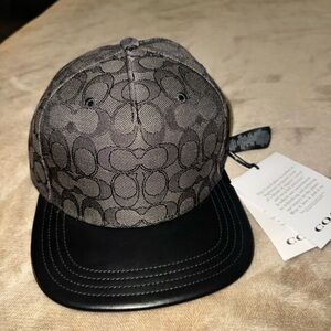 Coach Men's Hat with Signature Gray and Black Design
